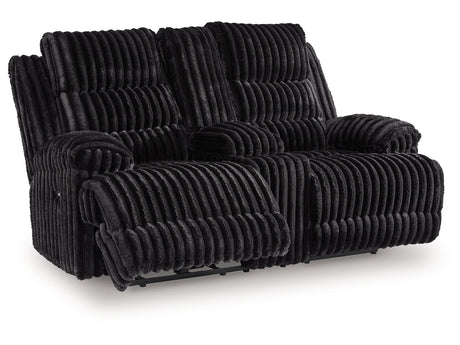 Technique Onyx Reclining Loveseat with Console - Ornate Home