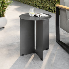 Tecton Charcoal Outdoor Patio Aluminum Side Table - Ornate Home