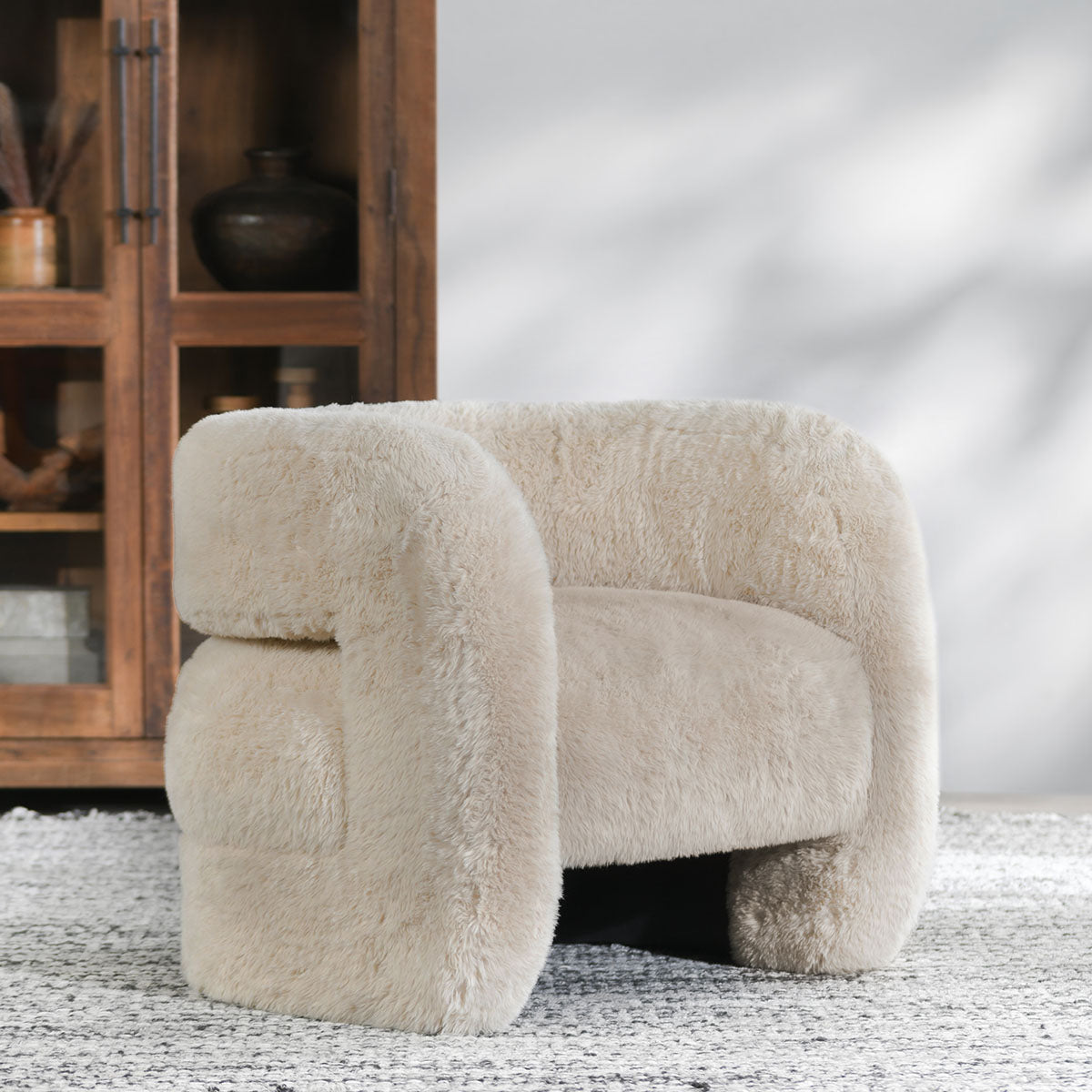 Teddy Beige Plush Accent Chair - Ornate Home
