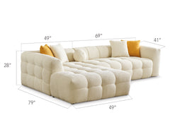 Teddy Cream Sectional Sofa - Ornate Home