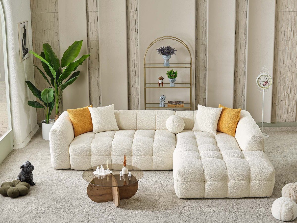 Teddy Cream Sectional Sofa - Ornate Home