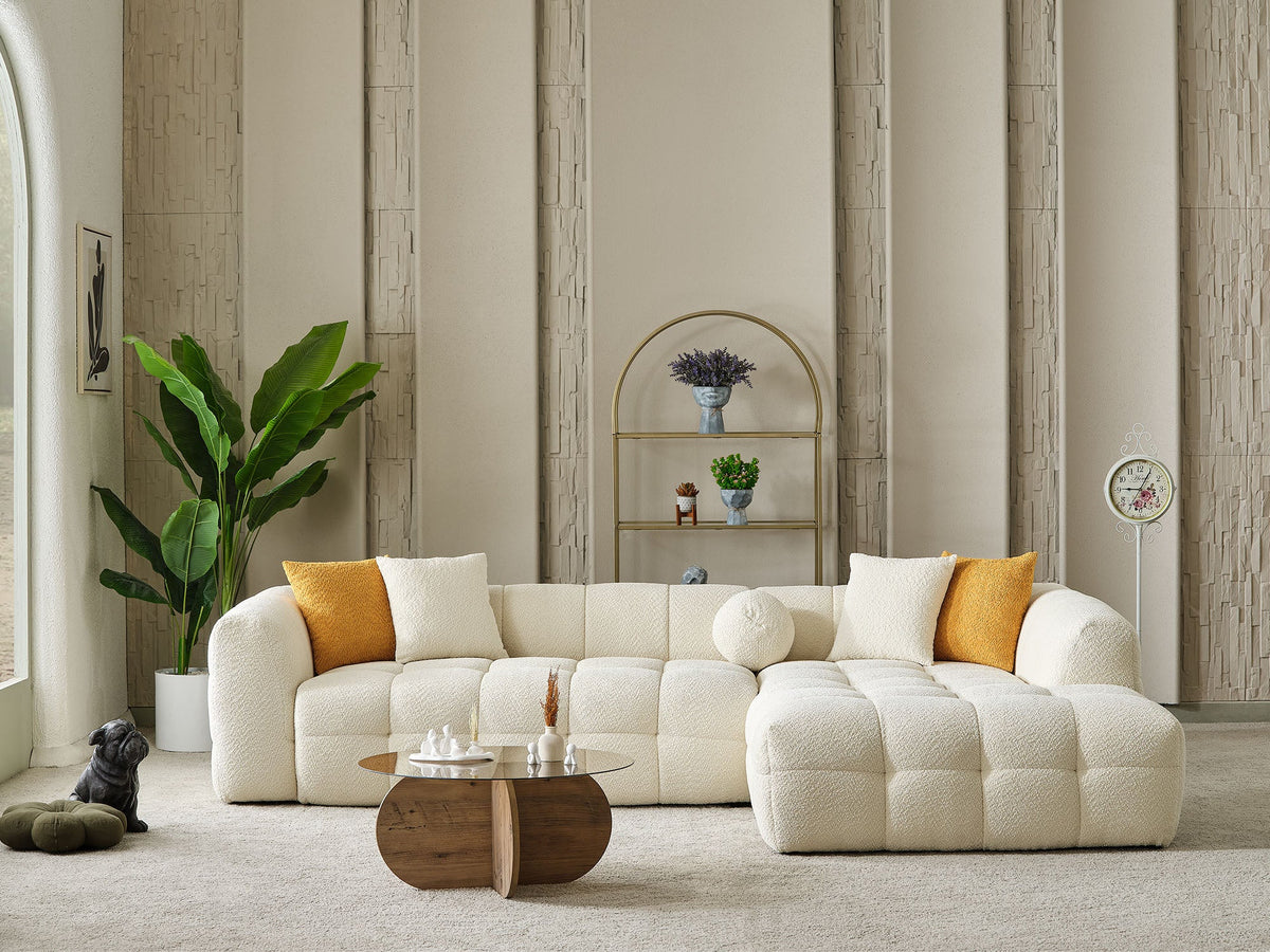Teddy Cream Sectional Sofa - Ornate Home