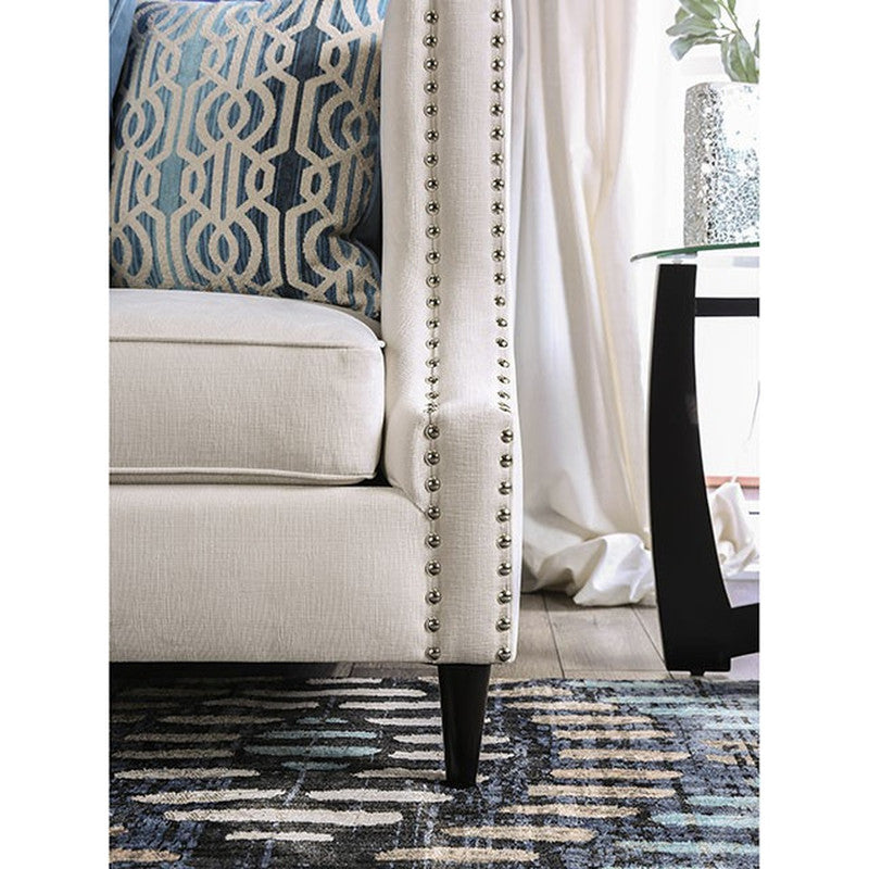 Tegan Beige/Light Blue Loveseat - Ornate Home