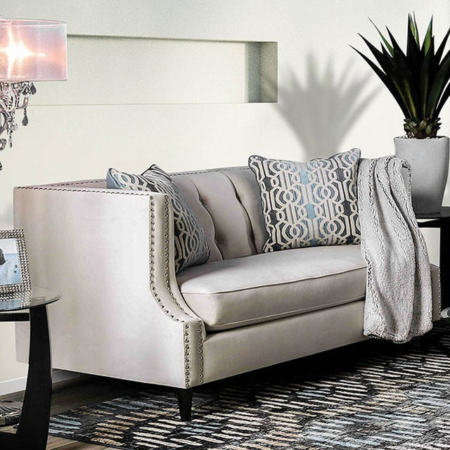 Tegan Beige/Light Blue Loveseat - Ornate Home