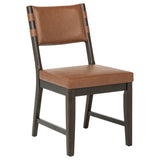 Tegan Cognac Faux Leather Upholstered Dining Side Chair (Set of 2) - Ornate Home