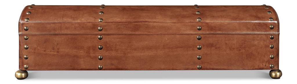 Telescope Brown Leather Box With Tacks - Ornate Home
