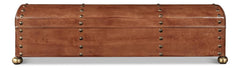Telescope Brown Leather Box With Tacks - Ornate Home