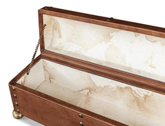 Telescope Brown Leather Box With Tacks - Ornate Home