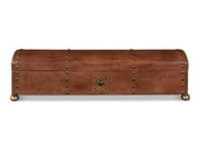 Telescope Brown Leather Box With Tacks - Ornate Home
