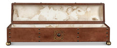 Telescope Brown Leather Box With Tacks - Ornate Home
