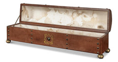 Telescope Brown Leather Box With Tacks - Ornate Home