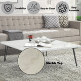 Telestis White Marble & Black Coffee Table - Ornate Home