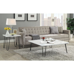 Telestis White Marble & Black Coffee Table - Ornate Home