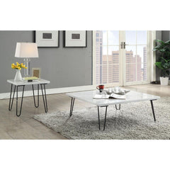 Telestis White Marble & Black Coffee Table - Ornate Home