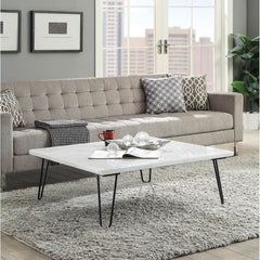 Telestis White Marble & Black Coffee Table - Ornate Home