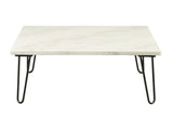 Telestis White Marble & Black Coffee Table - Ornate Home