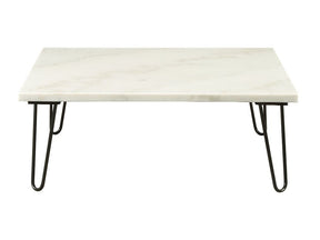 Telestis White Marble & Black Coffee Table - Ornate Home