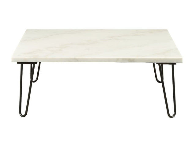 Telestis White Marble & Black Coffee Table - Ornate Home