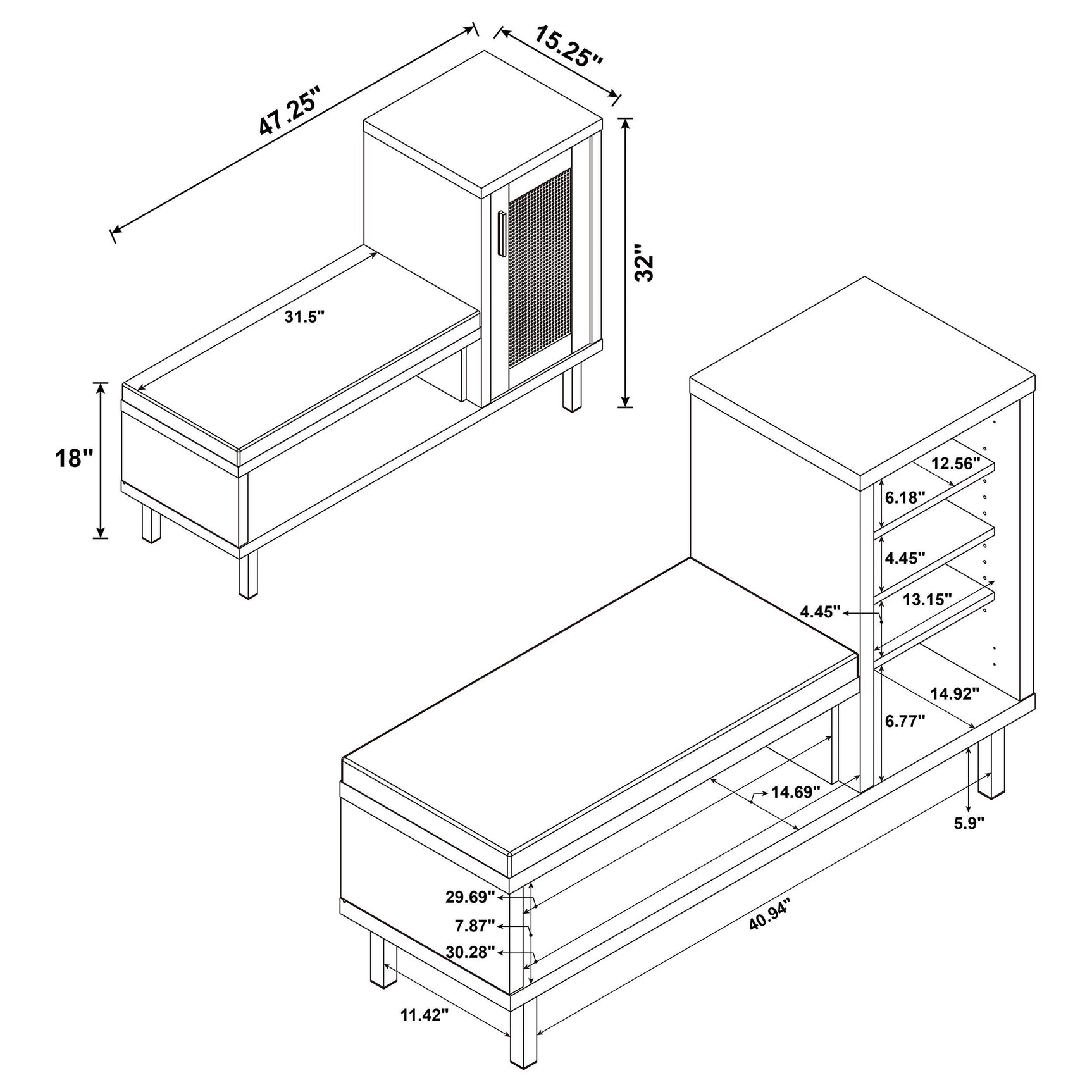 Teller Natural Oak 1-door Entryway Shoe Storage Bench - Ornate Home