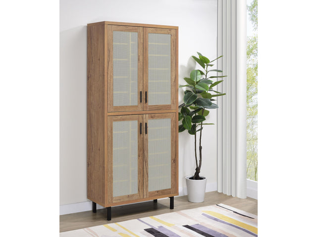 Teller Natural Oak 80-inch 4-door Tall Shoe Storage Cabinet - Ornate Home
