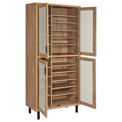 Teller Natural Oak 80-inch 4-door Tall Shoe Storage Cabinet - Ornate Home