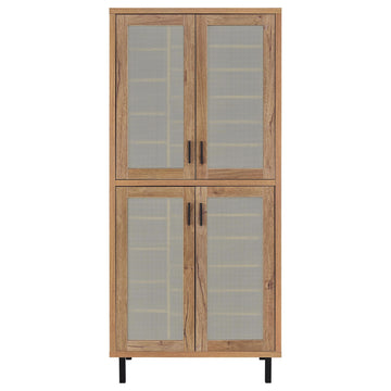 Teller Natural Oak 80-inch 4-door Tall Shoe Storage Cabinet - Ornate Home