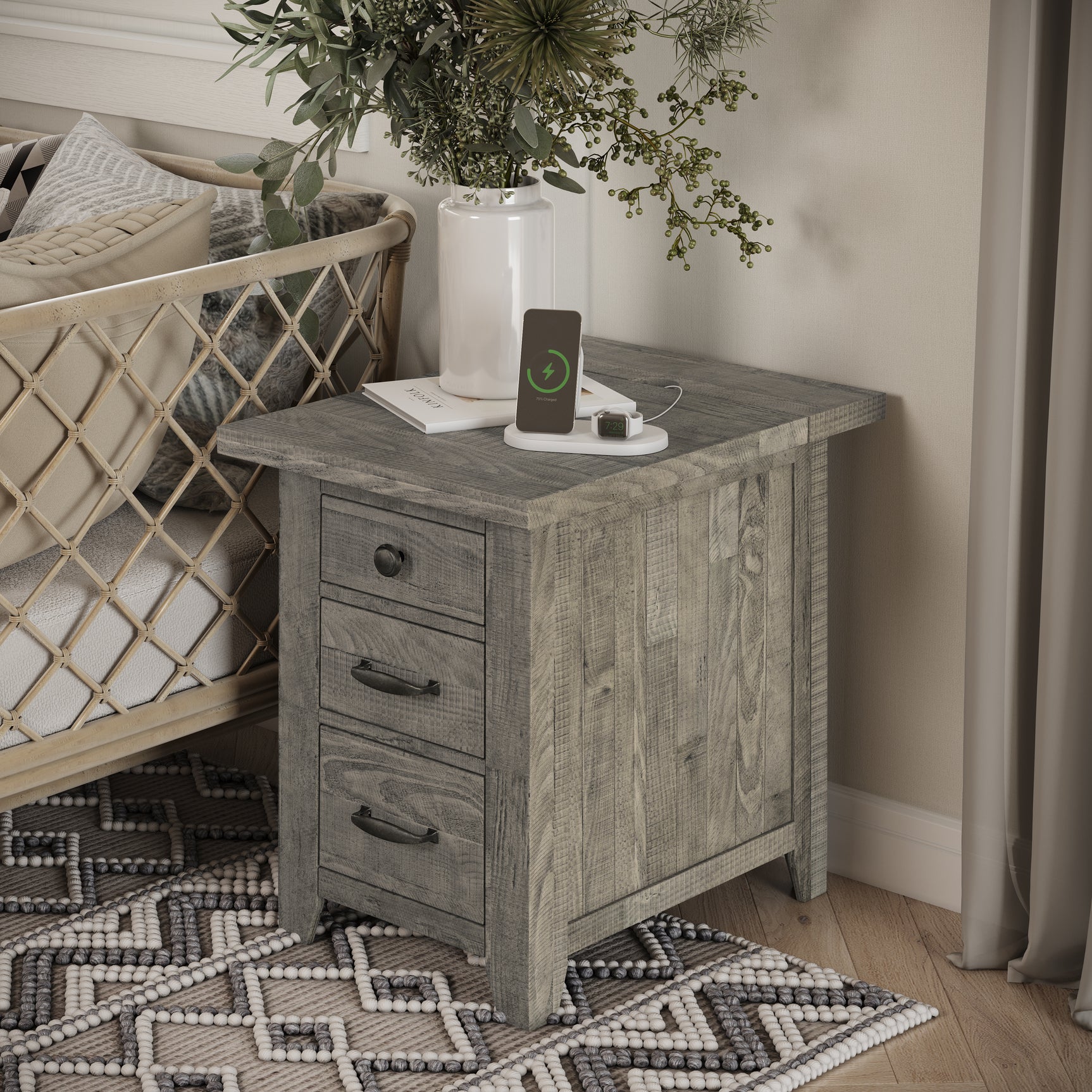 Telluride Driftwood Power Chairside Table - Ornate Home