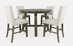 Telluride Driftwood Round Counter Dining Table w/ 4 Uph Stools - Ornate Home