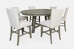 Telluride Driftwood Round Counter Dining Table w/ 6 Uph Stools - Ornate Home