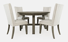 Telluride Driftwood Round Dining Table w/ 4 Uph Chairs - Ornate Home