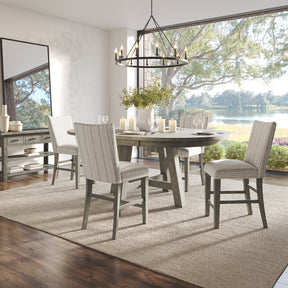 Telluride Driftwood Round Dining Table w/ 4 Uph Chairs - Ornate Home