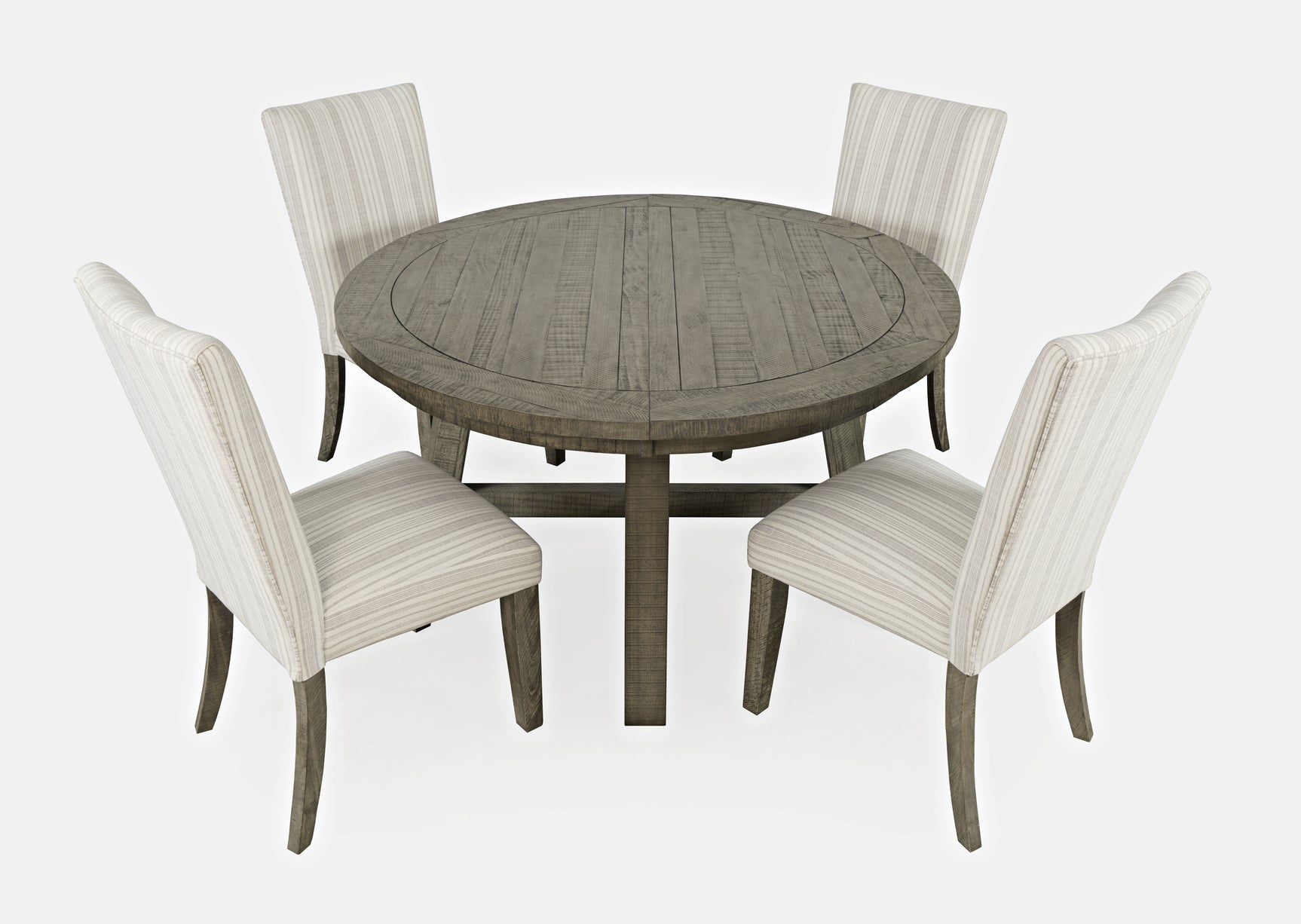Telluride Driftwood Round Dining Table w/ 4 Uph Chairs - Ornate Home