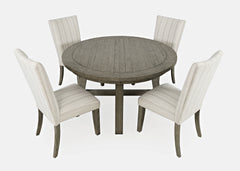 Telluride Driftwood Round Dining Table w/ 4 Uph Chairs - Ornate Home