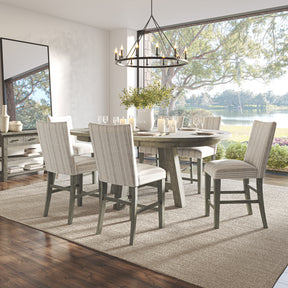 Telluride Driftwood Round Dining Table w/ 6 Uph Chairs - Ornate Home
