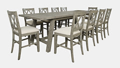 Telluride Driftwood Trestle Counter Dining Table w/ 10 Stools - Ornate Home