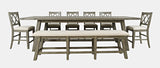 Telluride Driftwood Trestle Counter Dining Table w/ 6 Stools, Bench - Ornate Home