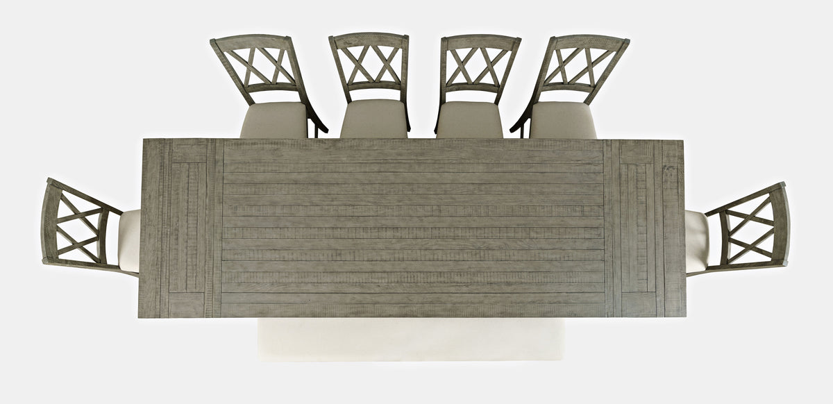 Telluride Driftwood Trestle Counter Dining Table w/ 6 Stools, Bench - Ornate Home