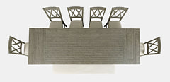 Telluride Driftwood Trestle Counter Dining Table w/ 6 Stools, Bench - Ornate Home