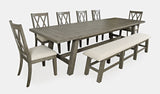 Telluride Driftwood Trestle Counter Dining Table w/ 6 Stools, Bench - Ornate Home