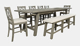 Telluride Driftwood Trestle Counter Dining Table w/ 6 Stools, Bench - Ornate Home