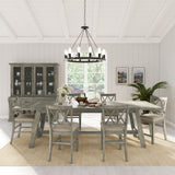 Telluride Driftwood Trestle Counter Dining Table w/ 6 Stools - Ornate Home