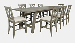 Telluride Driftwood Trestle Counter Dining Table w/ 8 Stools - Ornate Home