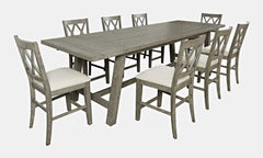 Telluride Driftwood Trestle Counter Dining Table w/ 8 Stools - Ornate Home