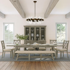 Telluride Driftwood Trestle Dining Table w/ 4 Chairs, Bench - Ornate Home