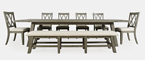 Telluride Driftwood Trestle Dining Table w/ 6 Chairs, Bench - Ornate Home