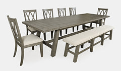 Telluride Driftwood Trestle Dining Table w/ 6 Chairs, Bench - Ornate Home