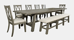 Telluride Driftwood Trestle Dining Table w/ 6 Chairs, Bench - Ornate Home