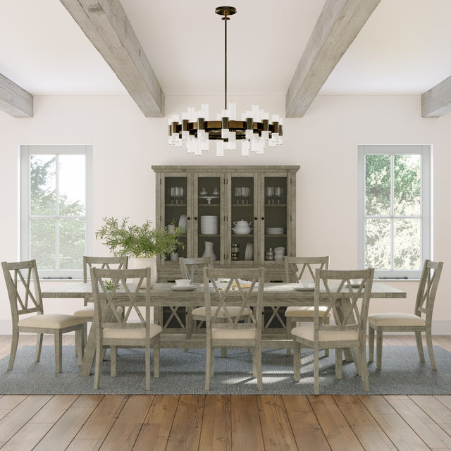 Telluride Driftwood Trestle Dining Table w/ 8 Chairs - Ornate Home