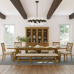 Telluride Gold Ext Dining Table w/ 4 Chairs, Bench - Ornate Home