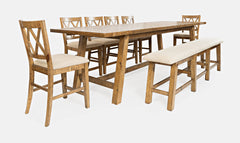 Telluride Gold Trestle Dining Table w/ 6 Stools, Bench - Ornate Home